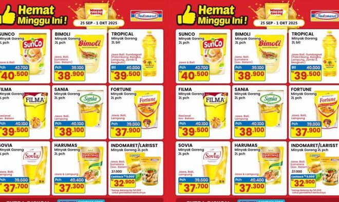 Diskon Menarik Minyak Goreng Indomaret Hari Ini, Filma Rp39.500, Sania Rp38.100