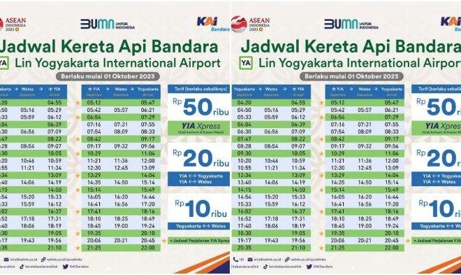 Jadwal KA Bandara YIA Hari Ini 1 Oktober 2025, KA Xpress Rp50 Ribu